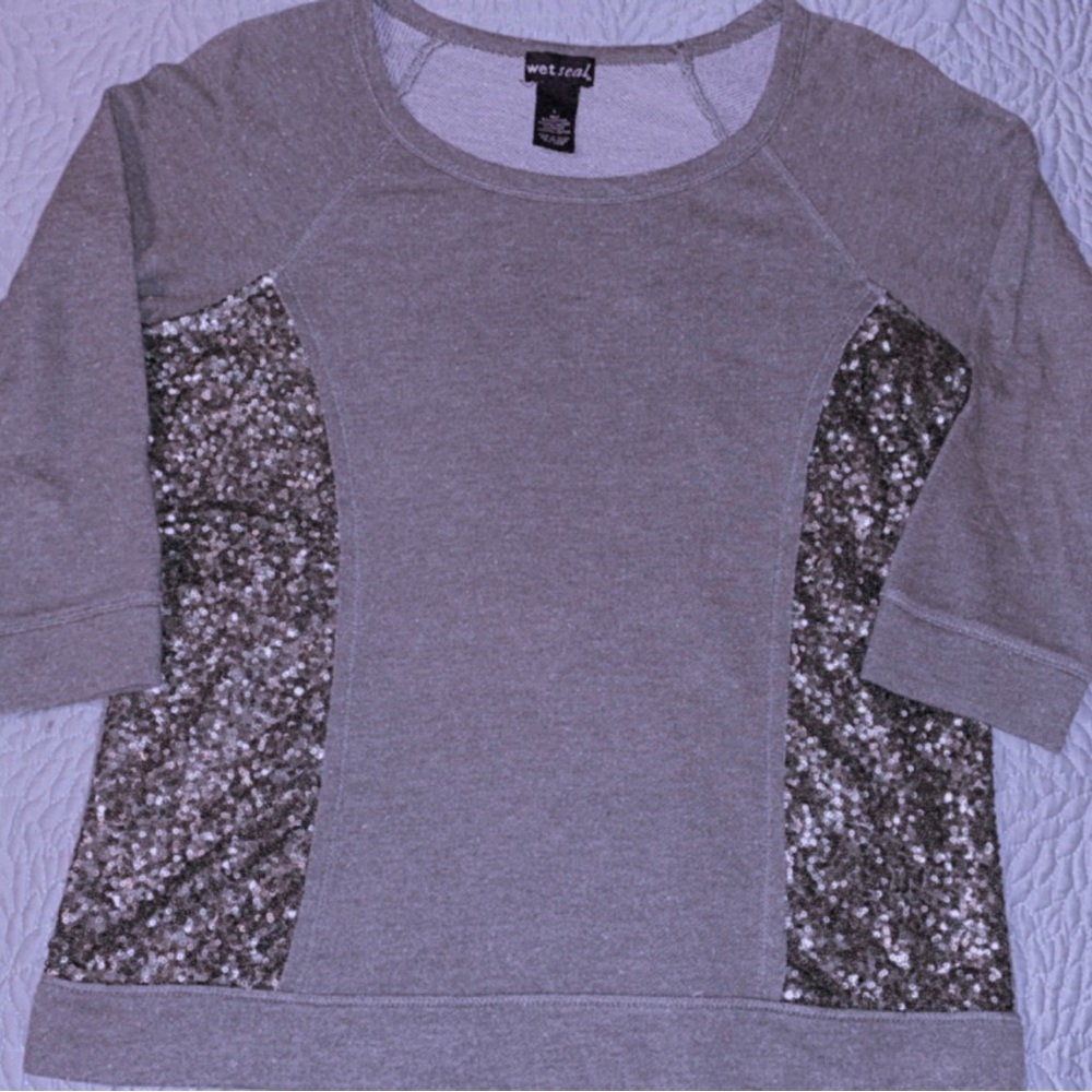 Wet Seal green glitter sweatshirt